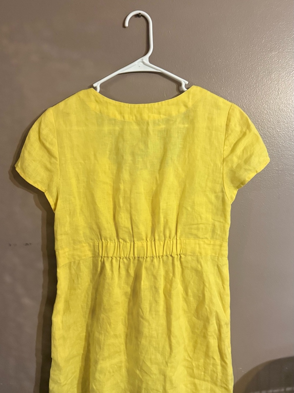 boden women’s Yellow Short Sleeve Gathered Waist Dress